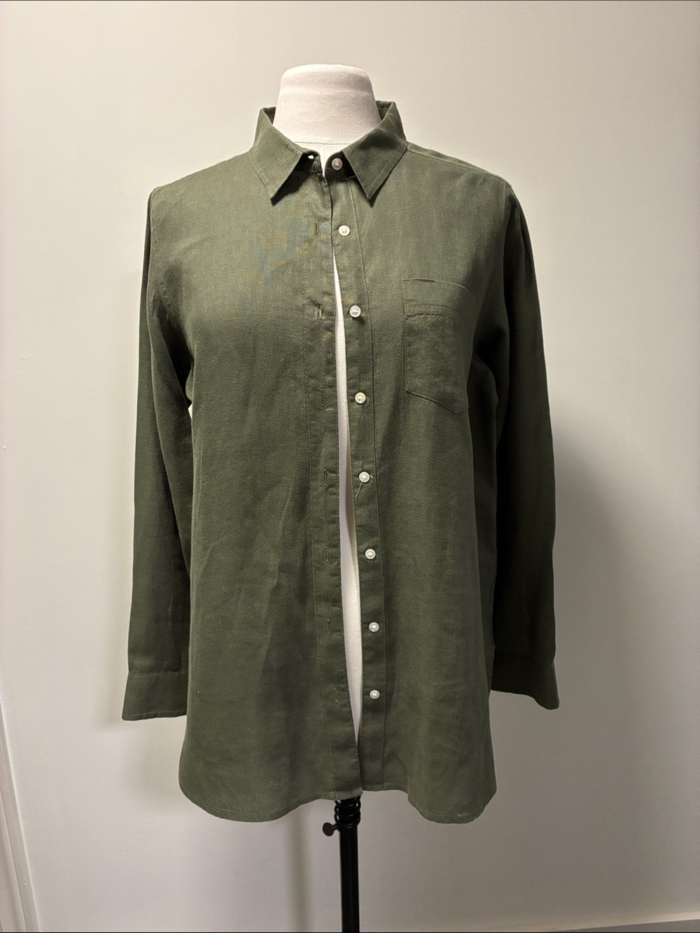 L.L. Bean Olive Green Women's Button-Down Shirt